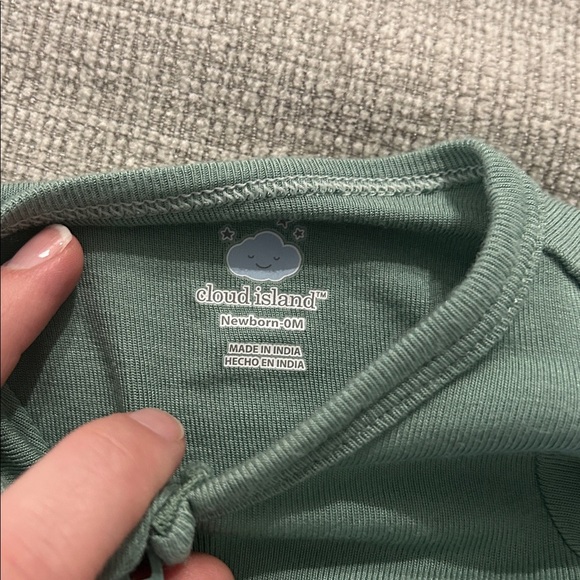 Cloud Island Kids One Piece Footies - Gray and Green - Picture 2 of 4